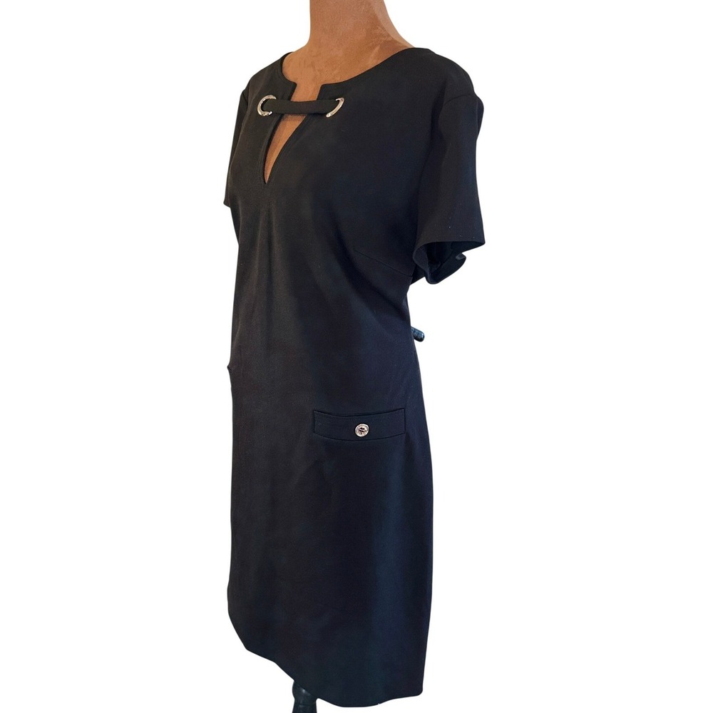 Tommy‎ Hilfiger Black Sheath Dress Sz 16 Grommet Neck Career Office NWOT Classic - Picture 5 of 10